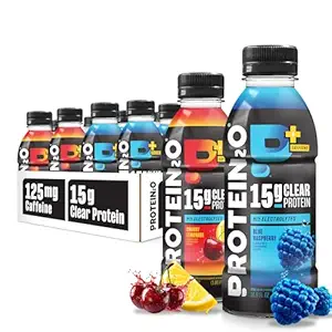 Protein2o 15g Whey Protein Isolate Hydration Drink Plus Energy & Focus, 350mg ηλεκτρολυτών, βιταμινών B5 & B6, χωρίς ζάχαρη, συσκευασία ενεργειακών ποικιλιών, μπουκάλι 16,9 oz (πακέτο των 12)