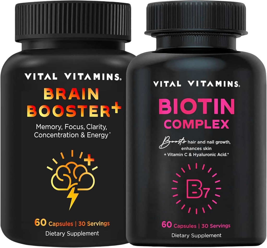 Vital Vitamins Brain Booster Plus + Biotin Complex Κάψουλες