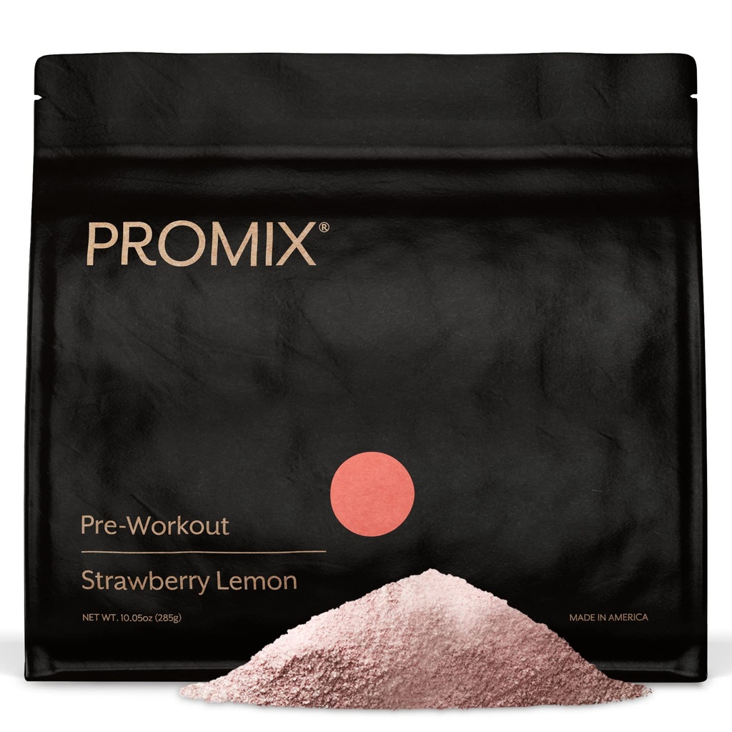 Promix σε σκόνη πριν την προπόνηση, λεμόνι φράουλα – ενισχύει την εστίαση, την ενέργεια και την αντοχή – Με καφεΐνη, B12, Beta-Αλανίνη & L-Τυροσίνη – Γλουτένη & Γαλακτοκομικά, 10.05 oz
