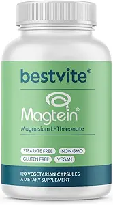 BESTVITE Magtein Μαγνήσιο L-Θρεονικό Κάψουλες - 2000mg ανά υπηρεσία (120 κάψουλες χορτοφάγων) - Πατενταρισμένο και βιοδιαθέσιμο Μαγνήσιο - Χωρίς Stearates - Χωρίς πληρωτικά - Vegan - Μη ΓΤΟ - Χωρίς γλουτένη