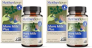 Motherlove More Milk Plus (60 Liquid caps 2 Pack) Fenugreek-Βασισμένο συμπλήρωμα γαλακτοπαραγωγής για την υποστήριξη της προσφοράς μητρικού γάλακτος—Non-GMO, Βιολογικά βότανα, Vegan, Kosher