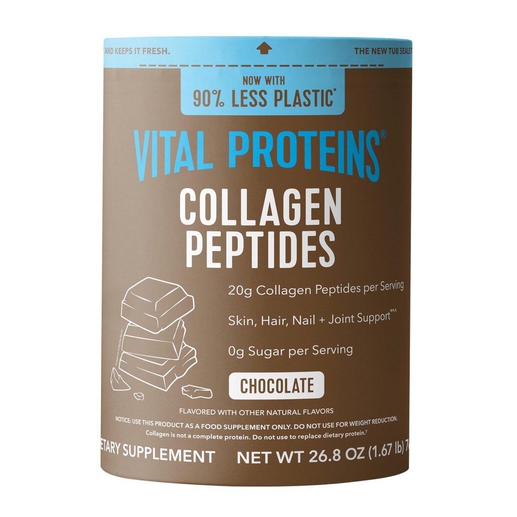 Ζωτικές πρωτεΐνες Collagen Peptides συμπλήρωμα σκόνης, Hydrolyzed Collagen για το δέρμα, τα μαλλιά, νύχια & αρθρώσεις, σοκολάτα, 28 εξυπηρετούν