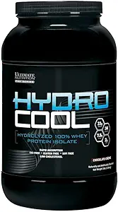 Ultimate Nutrition HydroCool Hydrolyzed Whey Protein Isolate Powder with No Bloating - Λιπαρά και χωρίς γλουτένη, ταχεία απορρόφηση, 33 γραμμάρια πρωτεΐνης, βανίλια, 3 λίρες