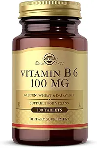 Solgar Vitamin B6 100 mg, 100 Tablets - Supports Energy Metabolism, Heart Health & Healthy Nervous System - B Complex Supplement - Vegan, Gluten Free, Dairy Free, Kosher - 100 Servings