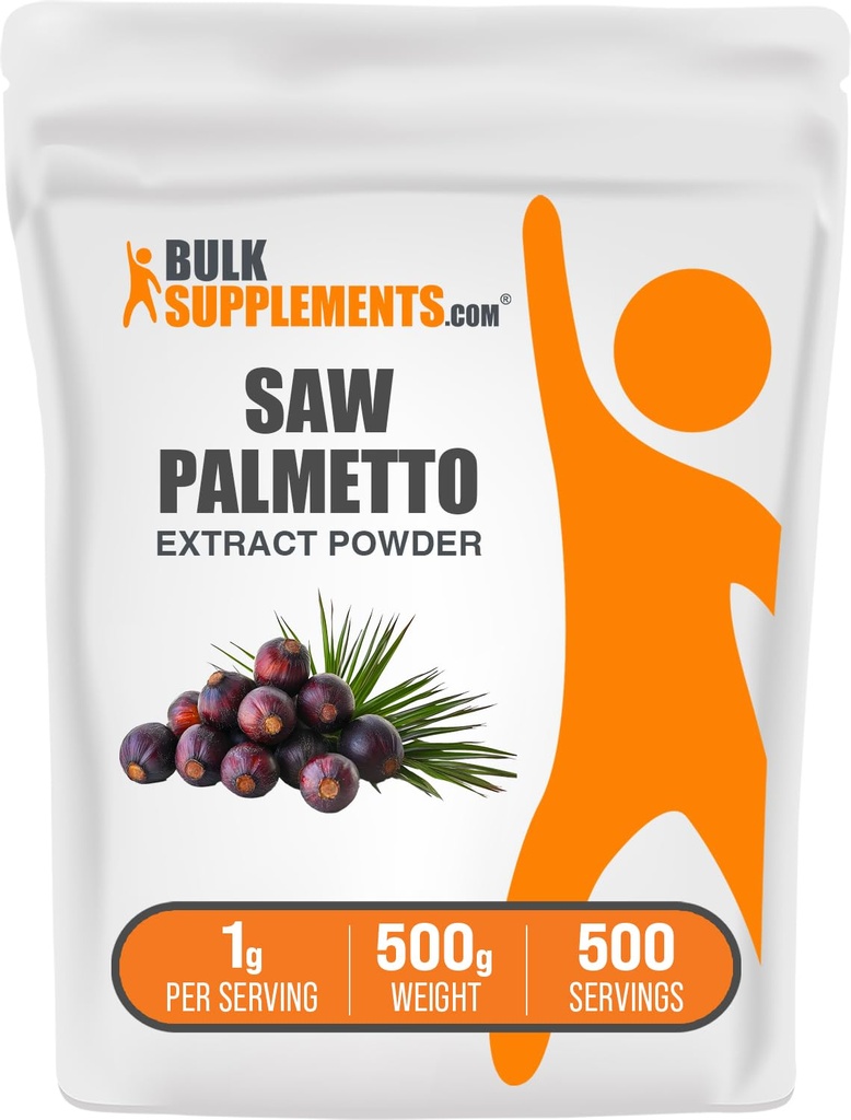 BulkSupplements.com Saw Palmetto Extract Powder - Serenoa Repens, Saw Palmetto Supplement, Herbal Supplement - Vegan & Gluten Free, 1g per Serving, 500g (1.1 lbs) (Pack of 1)