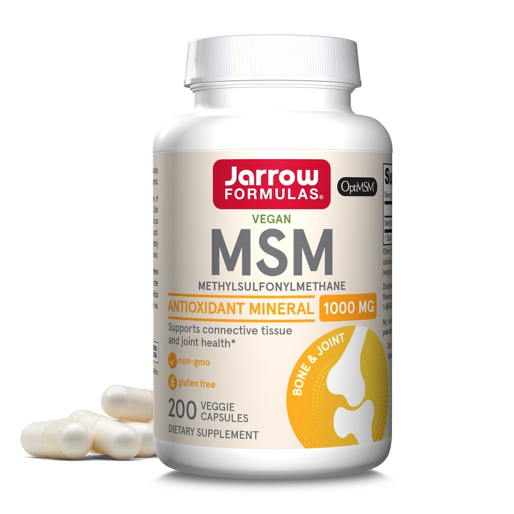 Jarrow Formulas MSM 1000 mg - 200 κάψουλες Veggie - Methylsulfonylmethane - Πηγή Sulfur - Συμπλήρωμα διατροφής Υποστηρίζει & ενισχύει αρθρώσεις - Έως 200 εξυπηρετούν