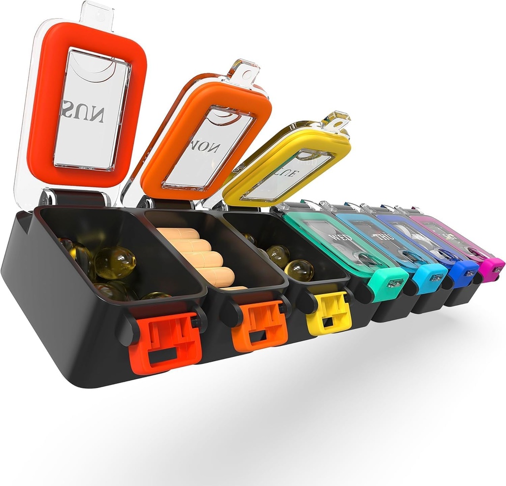 BEXEEN Εβδομαδιαία Ιατρική Χάπια Διοργανωτής Αδιάβροχος 7 ημέρα μεγάλο κουτί Χάπια καθημερινή περίπτωση Χαριτωμένο οργανωτής βιταμίνης Φορητό Χάπια Περιεκτών Ταξί Κάτοχος XL συμπλήρωμα φαρμακευτικής διανομής Ένα την ημέρα