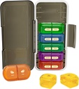 Weekly Pill Organizer 2 φορές την ημέρα, Moisture-Proof, Αποσπώμενα διαμερίσματα, AM PM Pill Box 2x 7 Day, Travel Pill Organizer για χάπια / Fish Oil / Medication / Vitamin / Συμπληρώματα (Μαύρο + Πολύχρωμο)