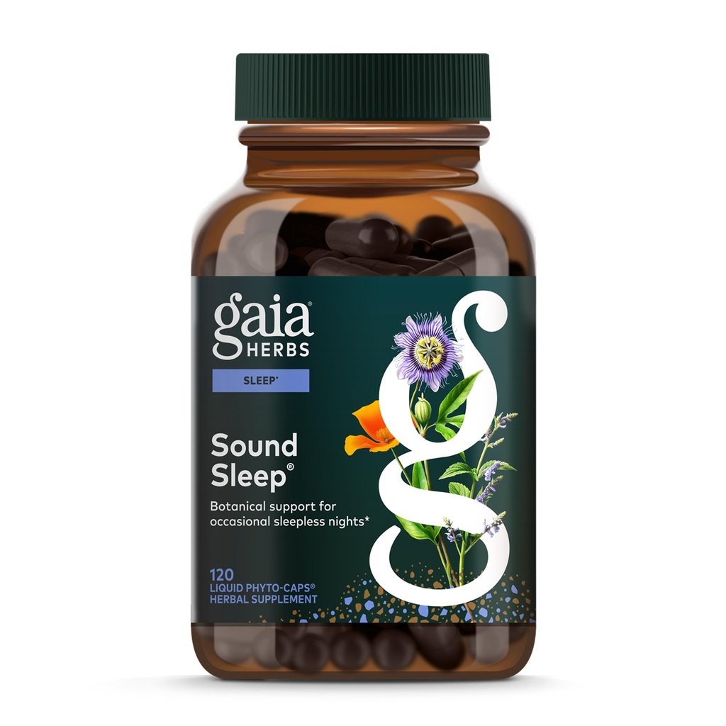 Gaia Herbs Sound Sleep - Natural Sleep Support to Promotion Calm & Relaxation - with Valerian Root, Passionflower & More - 120 Vegan Liquid Phyto-Capsules (40-Day Supply)