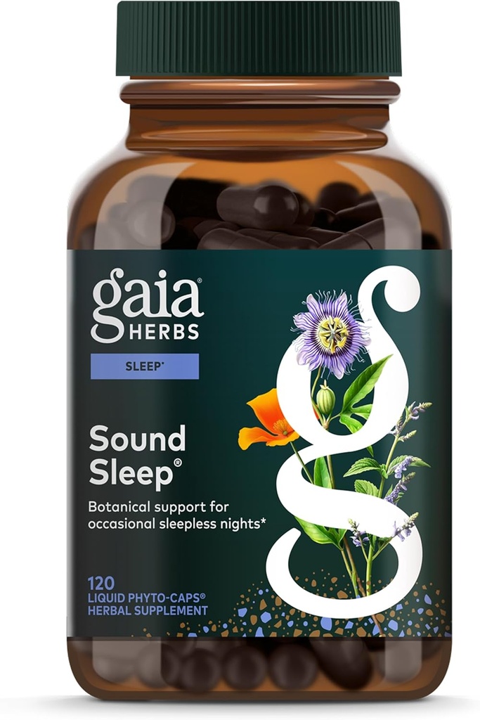 Gaia Herbs Sound Sleep - Natural Sleep Support to Promotion Calm & Relaxation - with Valerian Root, Passionflower & More - 120 Vegan Liquid Phyto-Capsules (40-Day Supply)