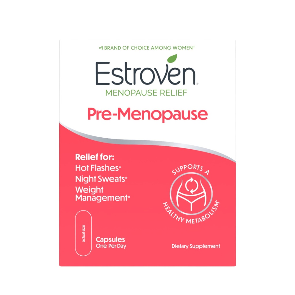 Estroven Προεμμηνόπαυση Ανακούφιση, 30 Ct., Κλινικά Αποδεδειγμένα Συστατικά, Παρέχει Εμμηνόπαυση Ανακούφιση συν Νυχτερινές Ιδρώσεις & Hot Flash Ανακούφιση, Χωρίς φάρμακα ή Οιστρογόνα Δωρεάν