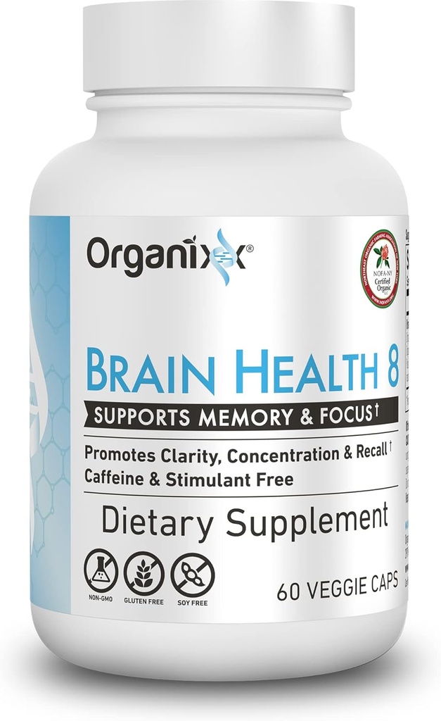Organixx Ageless Brain Ισχυρό συμπλήρωμα για την υγεία του εγκεφάλου για την υποστήριξη της λειτουργίας του εγκεφάλου, την σαφήνεια, την εστίαση, Re-Energize εγκεφαλικά κύτταρα, βοηθά στην προώθηση μιας ισορροπημένης διάθεσης, χωρίς γλουτένη, μη ΓΤΟ, 60 κάψουλες χορτοφάγων