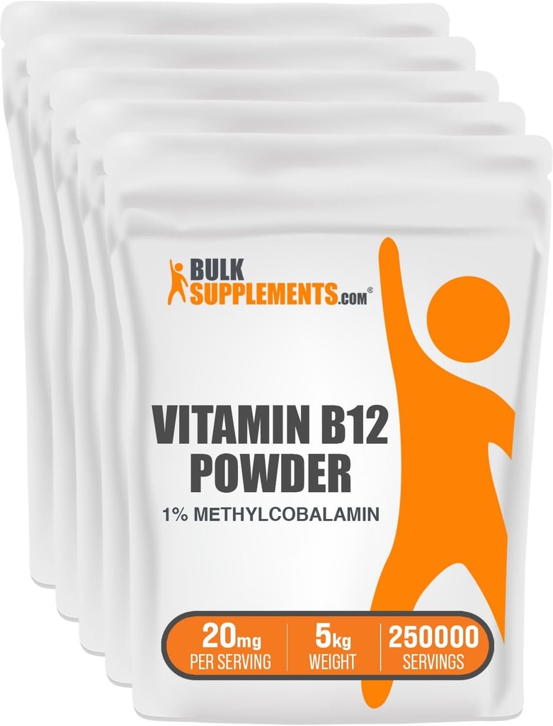 BulkSupplements.com Βιταμίνη Β12 Methylcobalamin σε σκόνη - 1% B12 Methylcobalamin, Essential Bitamin - B12 Supplement, Gluten Free, 20mg ανά Σερβίρισμα, 5kg (11 lbs) (Pack of 1)