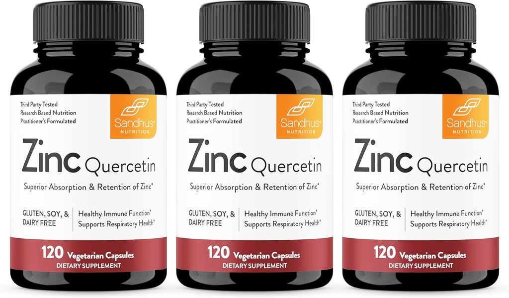 Zinc Quercetin του Sandhu 120 χορτοφαγικές κάψουλες (πακέτο των 3) 