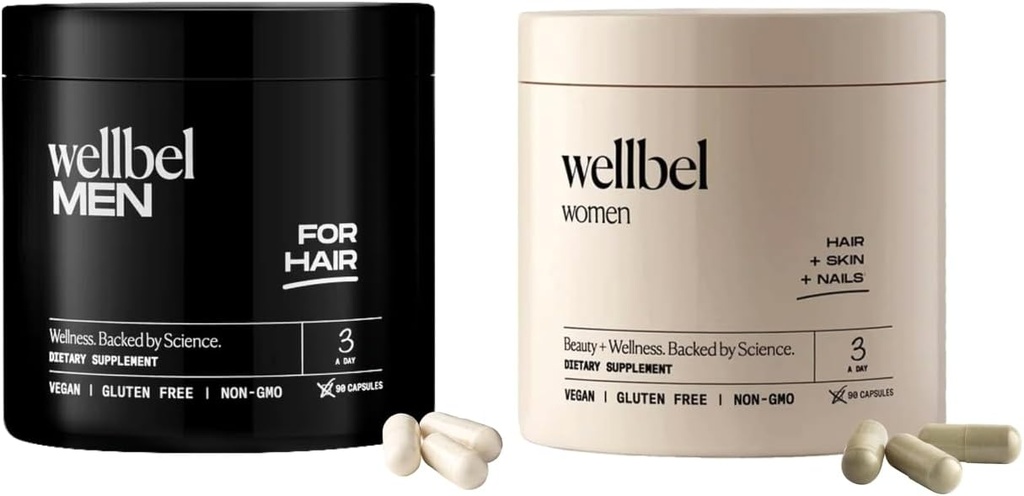 WELLBEL Mix Pack Mens and Women Clean Supplement for Hair, Skin, and Nails, Vegan, Gluten Free and Non GMO
