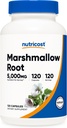Nutricost Marshmallow Root 5000mg Ισοδύναμη, 120 κάψουλες χορτοφαγικής - Χωρίς γλουτένη & μη ΓΤΟ - από 500mg του εκχύλισμα 10:1