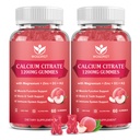Κιτρικό ασβέστιο 1200mg Gummies με βιταμίνη D3, K2 - Μασώμενο ασβέστιο Μαγνήσιο Ψευδάργυρος d3 συμπλήρωμα με εκχύλισμα θαλάσσιας μόσχου για οστά, δόντια, ανοσοποιητική υποστήριξη για γυναίκες & άνδρες, Ροδάκινο Γεύση-60 Gummies(2Pack)