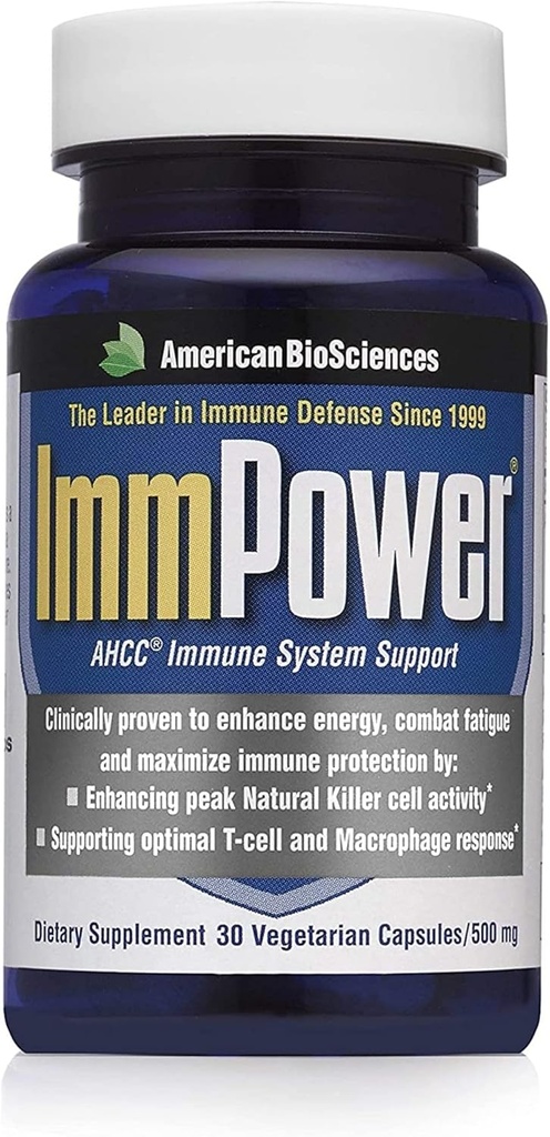 American BioSciences ImmPower AHCC Supplement, Κάψουλες χορτοφάγων, Ενισχυμένη υποστήριξη ανοσοποιητικών, Φυσική δραστηριότητα κυττάρων Killer και παραγωγή κυτοκίνης, 500 χιλιοστόγραμμα ανά κάψουλα (30 Count)