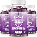 NEW AGE Immune System Support Gummies - Sambucus Black Elderberry Gummies with Vitamin C and Zinc (180 Count (Pack of 3))