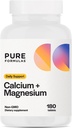 PureFormulas Ασβέστιο + Μαγνήσιο - Συμπλήρωμα χωρίς γλουτένη Υποστηρίζει την υγεία των οστών & τη συνολική ευεξία με Μαγνήσιο Ασβέστιο Βιταμίνη C βιταμίνη D & βόριο, αλλεργιογόνο φιλικό μη- ΓΤΟ 180 δισκία