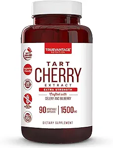 Tart Cherry Extract Capsules with Celery Seed Extract and Bilberry for Joint Support, Muscle Recovery, and Uric Acid Flush Support, Made in The USA - 90 Tart Cherry Capsules