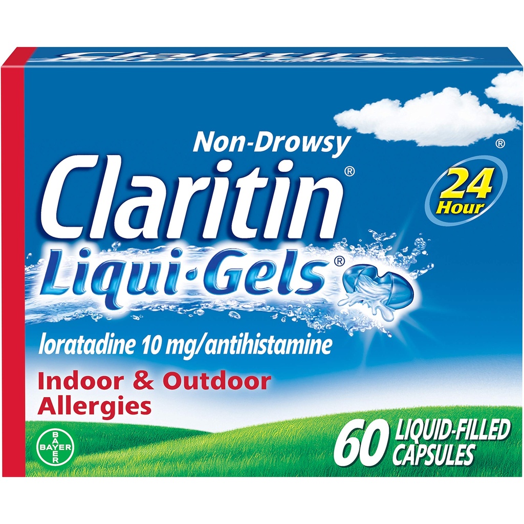 Claritin Liqui- Gels 24 Ωριαία Αλλεργία Ανακούφιση, Αλλεργία Μη- Νυχθηρή Ιατρική, Λοραταδίνη Αντιισταμινικά Κάψουλες, 60 κόμης