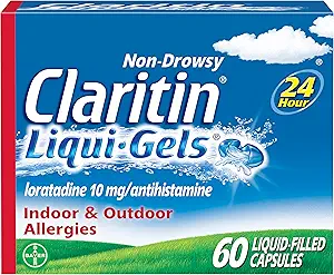 Claritin Liqui- Gels 24 Ωριαία Αλλεργία Ανακούφιση, Αλλεργία Μη- Νυχθηρή Ιατρική, Λοραταδίνη Αντιισταμινικά Κάψουλες, 60 κόμης