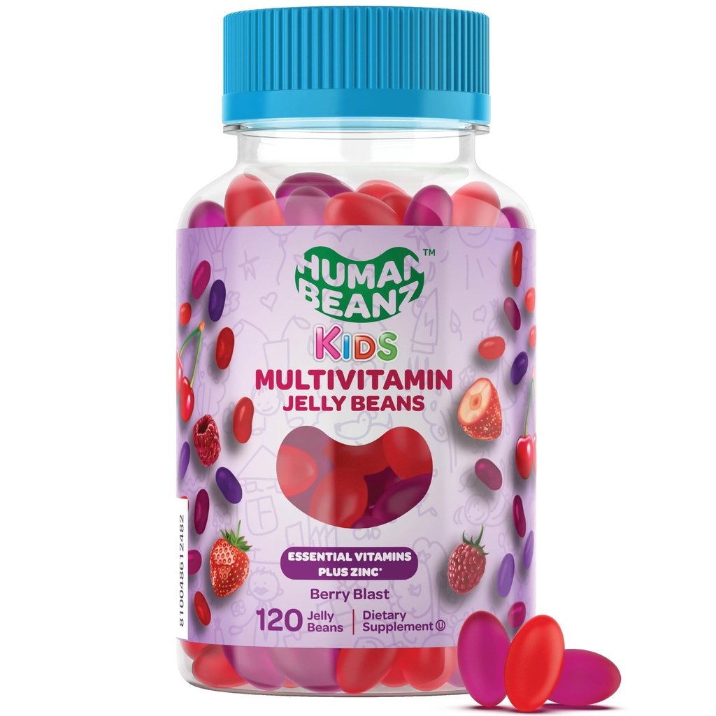 Πολυβιταμίνη Jelly Bean Gummies με ψευδάργυρο για τα παιδιά, συμπληρώματα διατροφής ανοσοποιητική υποστήριξη, χορτοφαγικά, 120 Berry Blast Jelly Beans, Kosher