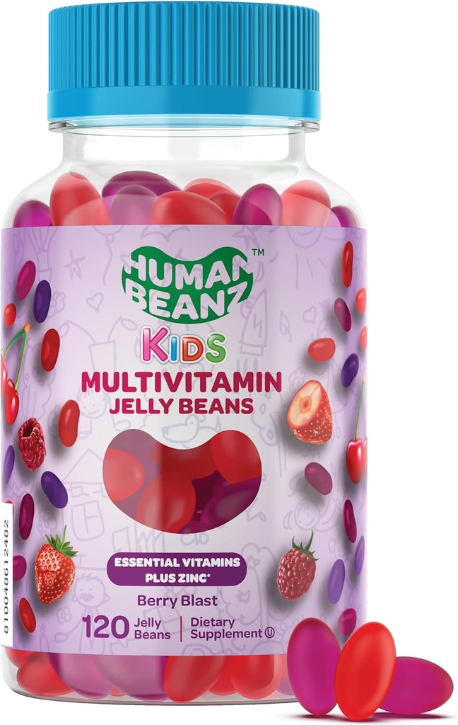 Πολυβιταμίνη Jelly Bean Gummies με ψευδάργυρο για τα παιδιά, συμπληρώματα διατροφής ανοσοποιητική υποστήριξη, χορτοφαγικά, 120 Berry Blast Jelly Beans, Kosher