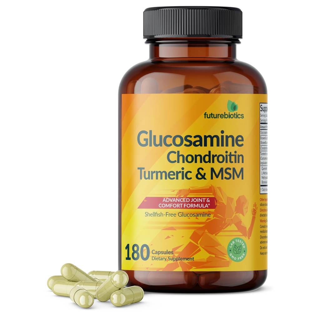 Futurebiotics Glucosamine Chondroitin Turmeric & MSM Advanced Joint Formula, Supports Healthy Joints & Mobility - Μη ΓΤΟ, 180 κάψουλες