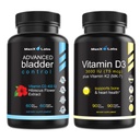 Advanced Bladder Control Συμπληρώματα για γυναίκες & άνδρες 60Ct + βιταμίνη D3 K2 3000 IU με βιταμίνη K ως MK-7 από Natto Υποστήριξη υγιή οστά, δόντια, καρδιά & ανοσοποιητική λειτουργία 90Ct