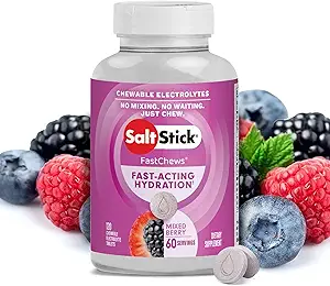 SaltStick Electrolyte FastChews - 120 Mixed Berry Chewable Electrolytes - Δισκία Αλάτι για Τρέξιμο και Ενυδάτωση, Μάσημα Ηλεκτρολυτών - 120 Count