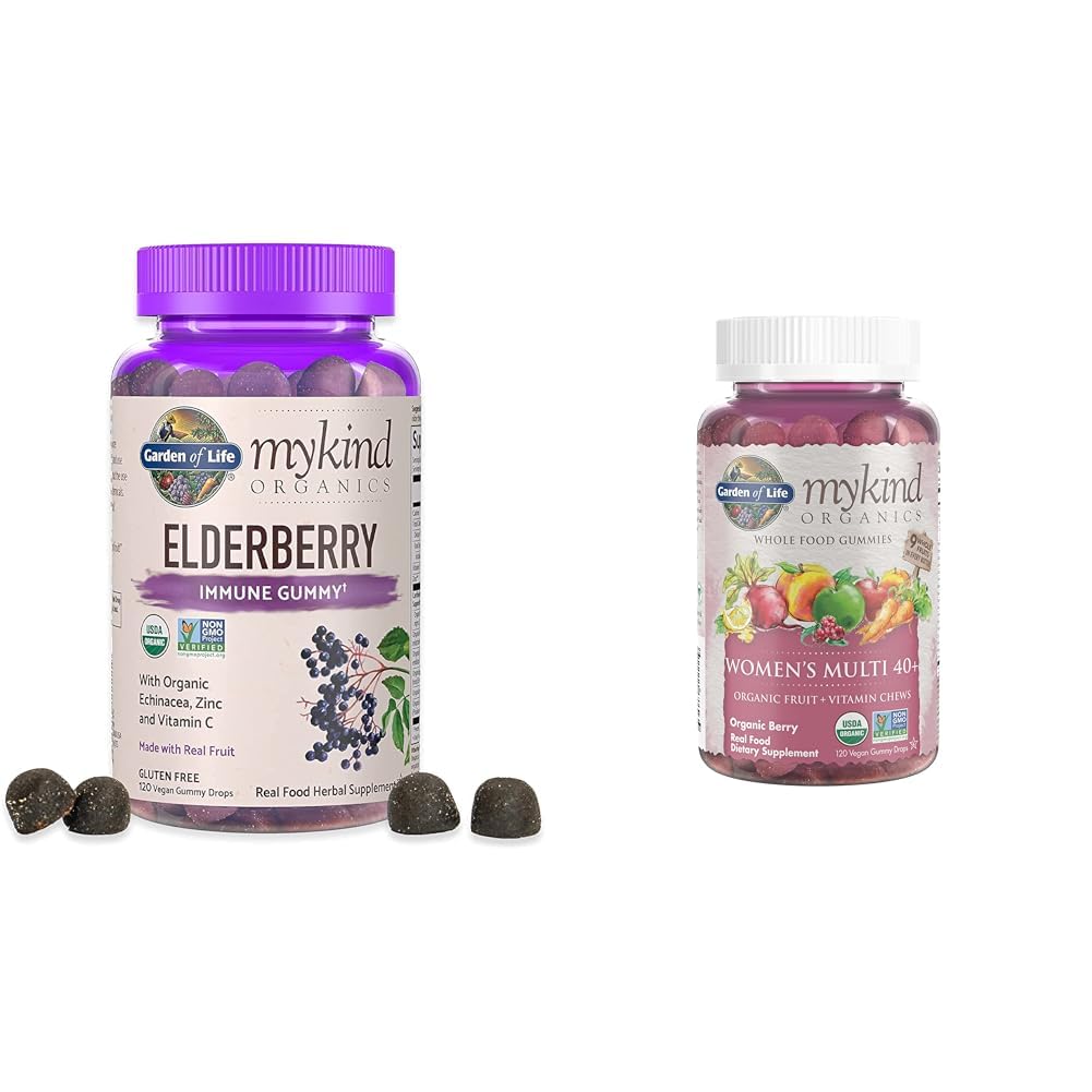 Garden of Life Organics Gelderberry Gummies for Adults & Kids - Συμπλήρωμα Ανοσολογικής Υποστήριξης με Βιολογικά Φρούτα & Βιολογικά Γυναίκες 40+ Gummy Vitamins - Berry - Certified Organic