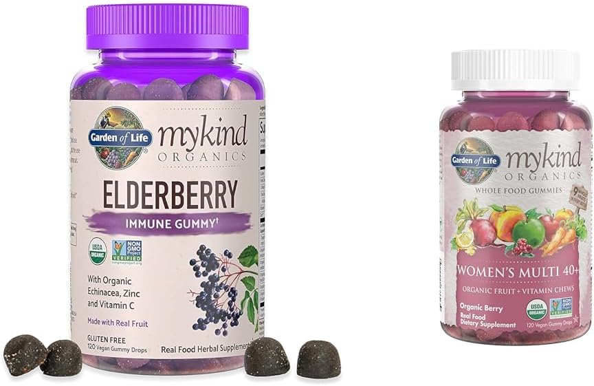 Garden of Life Organics Gelderberry Gummies for Adults & Kids - Συμπλήρωμα Ανοσολογικής Υποστήριξης με Βιολογικά Φρούτα & Βιολογικά Γυναίκες 40+ Gummy Vitamins - Berry - Certified Organic