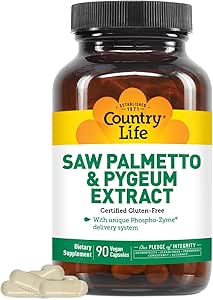 Χώρα Ζωή Πριόνι Palmetto & Pygeum Extract - συμπλήρωμα υγείας προστάτη για την υγεία των ανδρών - Προάγει υγιή ούρων λειτουργία, 90 κάψουλες