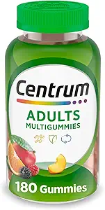 Centrum MultiGummy Gummy Multivitamin για ενήλικες, Multivitamin/πολυμιναρικό συμπλήρωμα με βιταμίνες D, B και E, Ποικιλόμορφη γεύση φρούτων - 180 Count