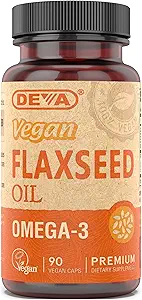Deva Vegan Omega-3 Flaxseed Oil Supplement - 1000 MG ανά υπηρεσία - Ψυχρό πιεσμένο & μη ραφιναρισμένο - Fish Oil Alternative - με Omega-3 ALA - 90 κάψουλες, 12-Pack