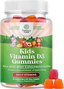 Μασώμενη Βιταμίνη D Gummies για τα παιδιά - Delicious Kids Vitamin D 1000 IU Per Serving Gummy Vitamins for and Toddlers Immune Support Plus Muscle Teeth and Bone Health - Ζελατίνη Δωρεάν Γεύση Φρούτων