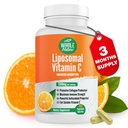 Liposomal Vitamin C Supplement Pills 1200 mg - High Absorption 180 Vegan Capsules Fat Soluble VIT C, Maximum Strength Immune System and Collagen Booster, Sunflower Lecithin