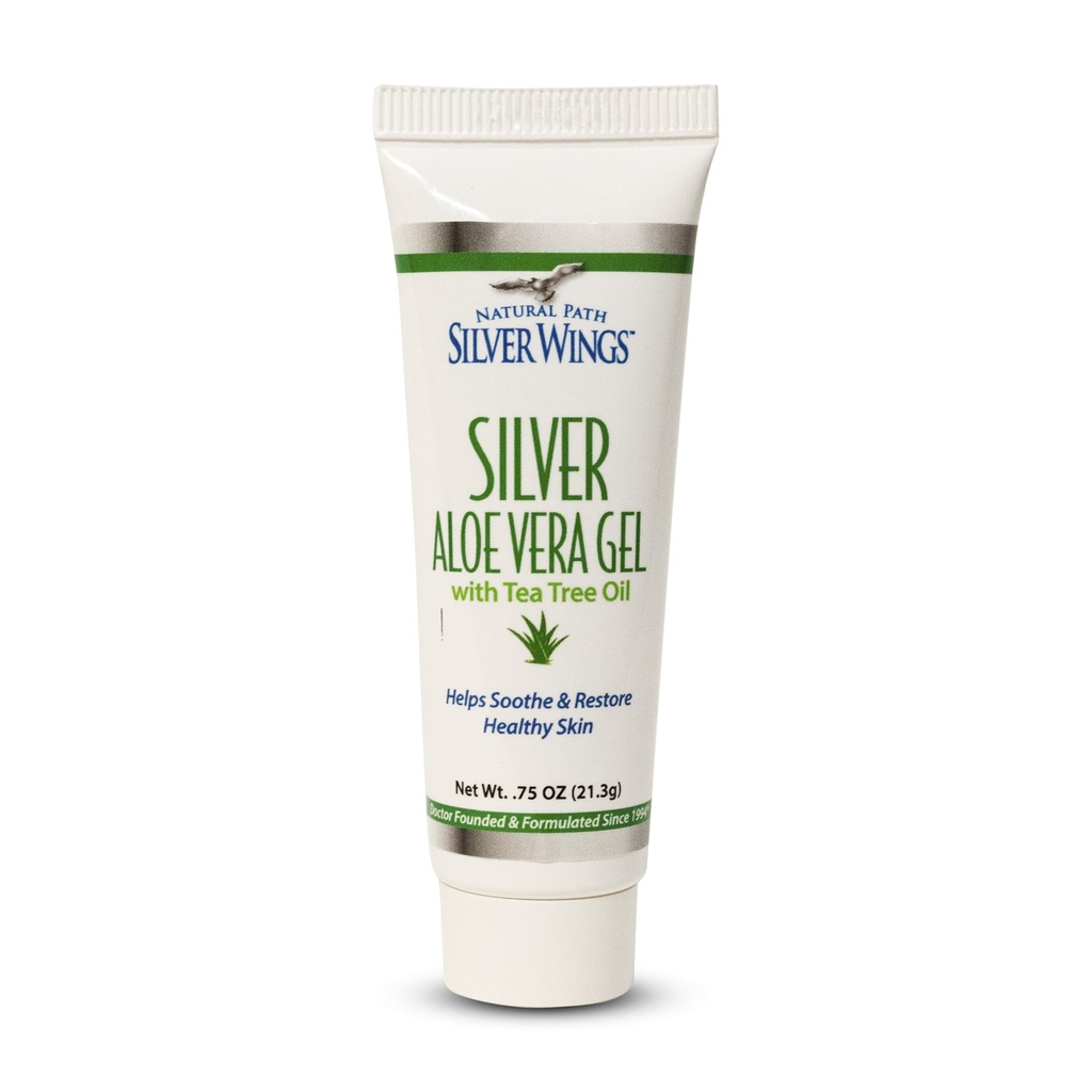 Natural Path Silver Wings 200ppm Silver with Aloe Vera Gel and Tea Tree Oil - Soothing Skin Care - 0.75 oz