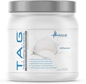 Μεταβολική Διατροφή, TAG, Trans Αλανυλο Γλουταμίνη, 100% L-Γλουταμίνη Peptide σκόνη, Pre Intra Post Συμπληρώματα προπόνησης, 400 γραμμάρια (40 υπηρεσίες) (Άγευστη)