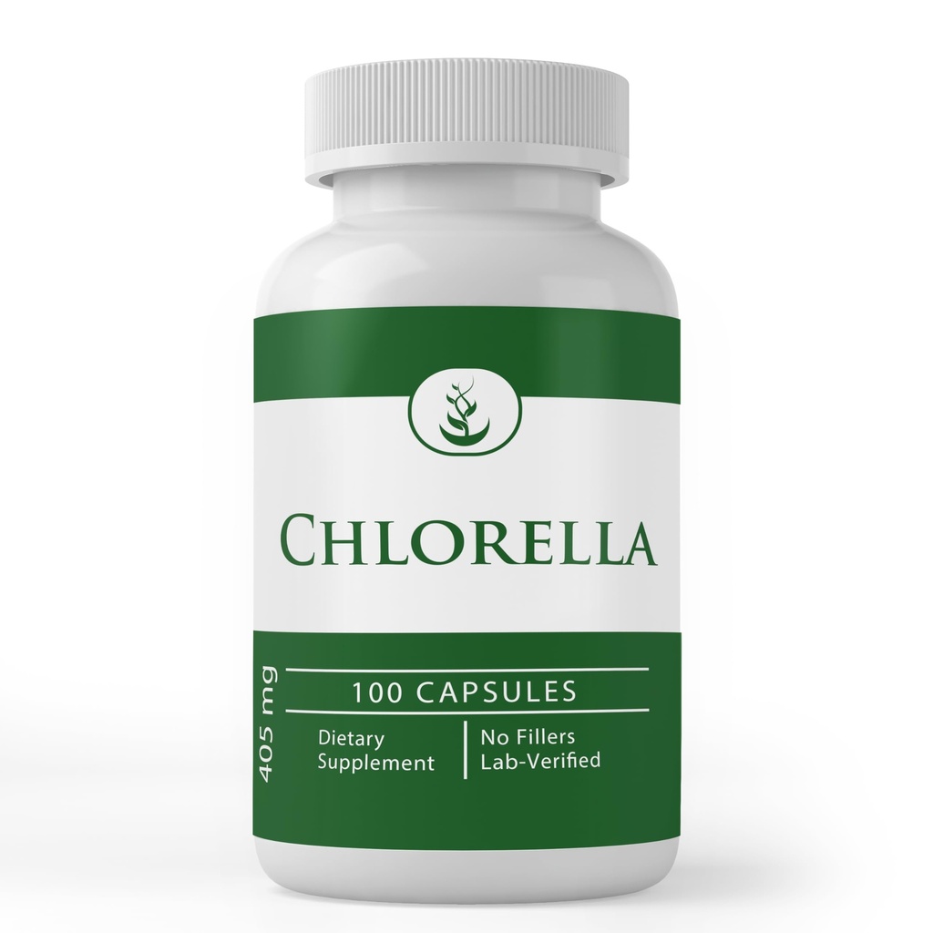 Καθαρά πρωτότυπα συστατικά Chlorella, (100 κάψουλες) Πάντα αγνά, χωρίς πρόσθετα ή πληρωτικά, Lab Επαληθευμένο