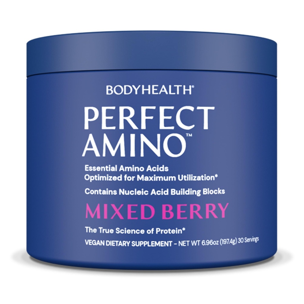BodyHealth PerfectAmino Powder - BCAA και EAA Powder για την προετοιμασία και μετά την προπόνηση - Amino Acid Energy Drink for Men and Women to Support Lean Muscle and Recovery - Mixed Berry - 30 Services