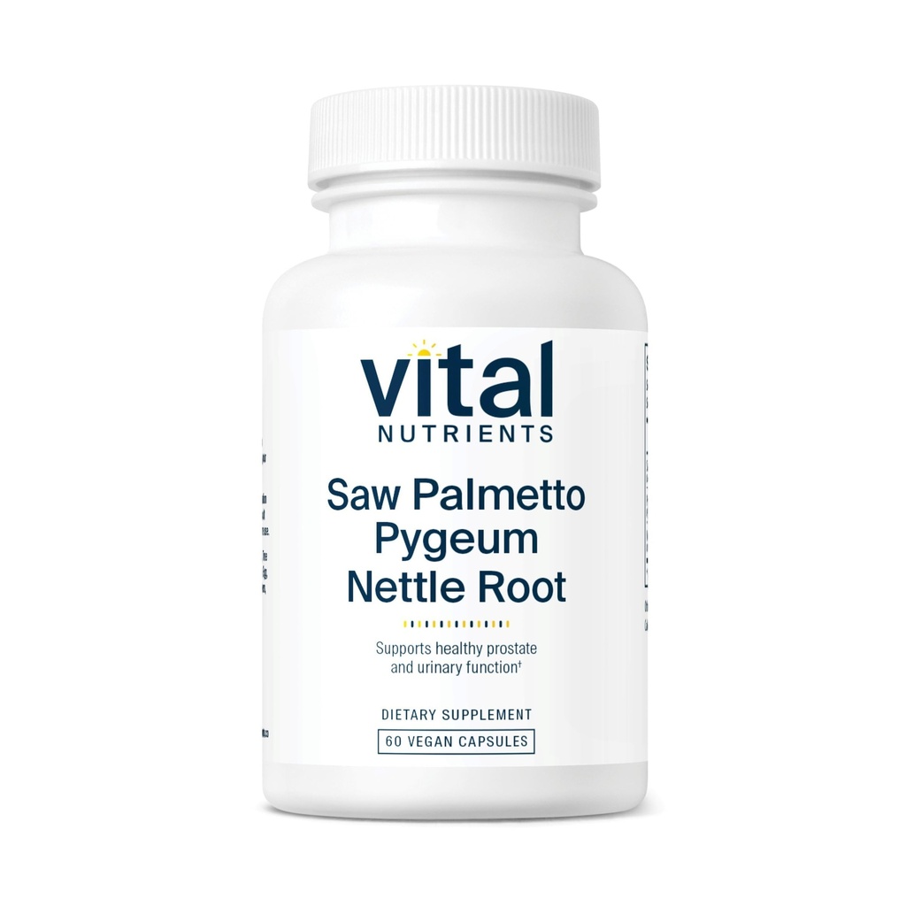Vital Nutrients Saw Palmetto με Pygeum & Nattle Root - Vegan Saw Palmetto για άνδρες υποστηρίζει υγιή Prostate λειτουργία* - Γλουτένη, γαλακτοκομικά, χωρίς σόγια - 60 κάψουλες