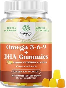 Vegetarian Omega 3 Gummies for Adults - Vegetarian Omega 3 6 9 DHA Gummies for Brain Bone and Heart Health and Joint Support - Burpless Halal Fish Free Plant Based Supplement Men Women
