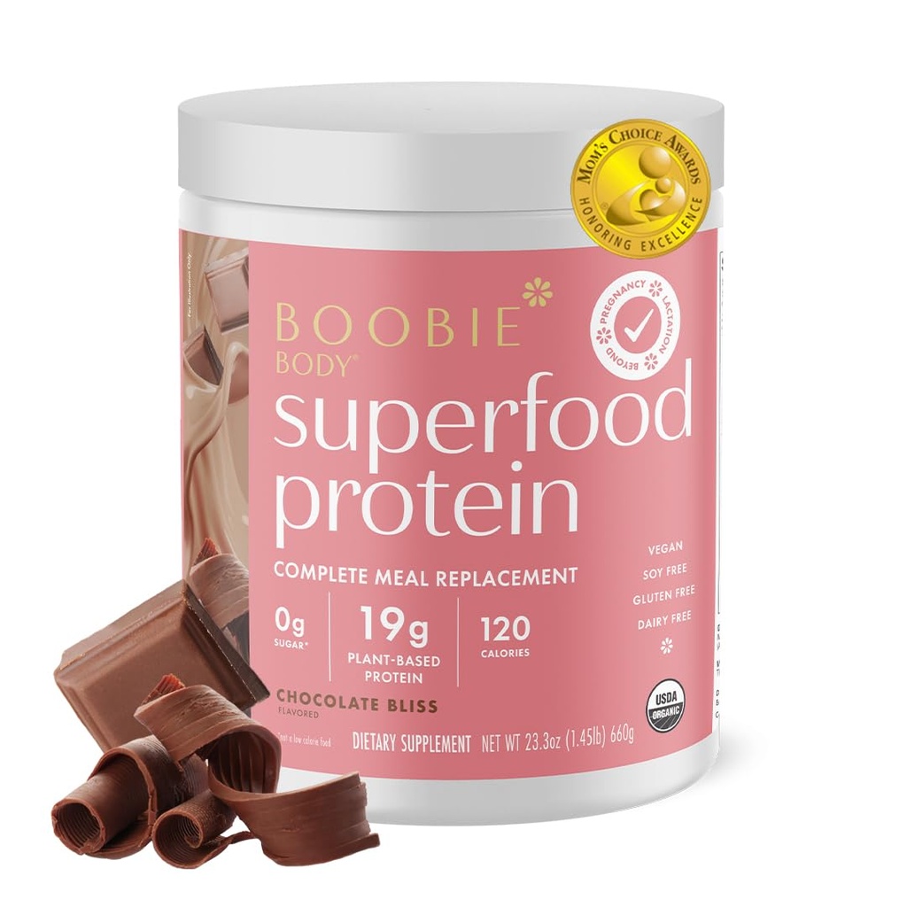 Boobie Σώμα Superfood Πρωτεΐνη Εγκυμοσύνη και μετά τον τοκετό Αντικατάσταση γεύματος Shake, Σοκολάτα Bliss Γεύση 
