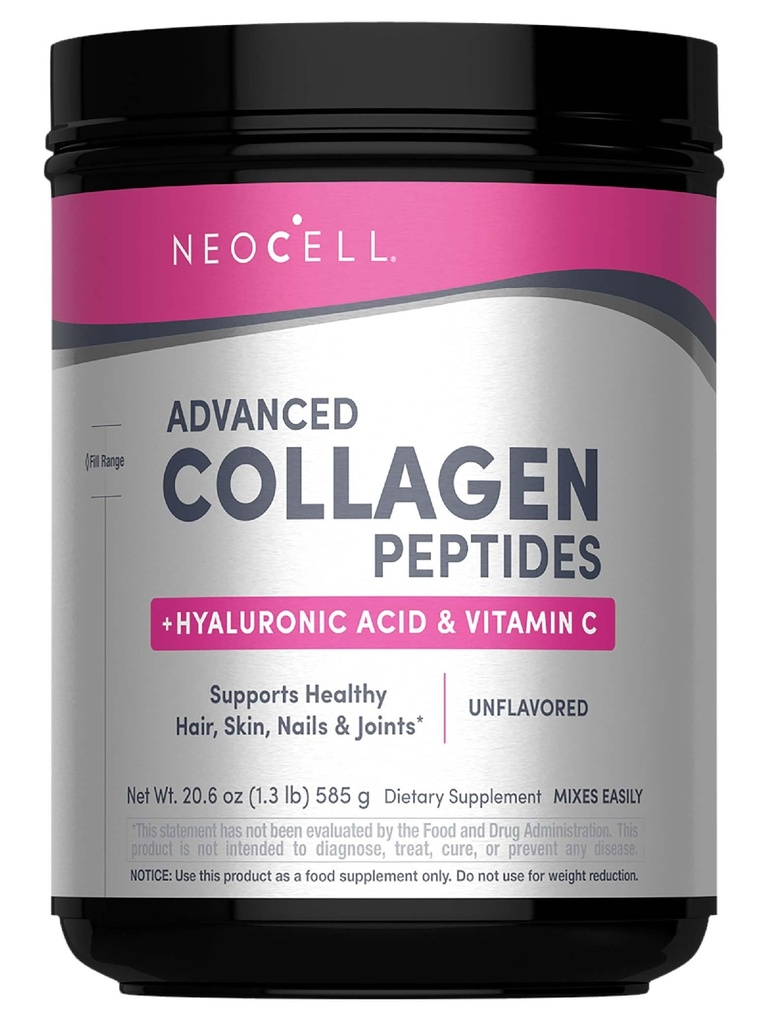 NeoCell Super Collagen Powder, Collagen Plus περιλαμβάνει βιταμίνη C & Υαλουρονικό οξύ, προωθεί υγιή μαλλιά, όμορφη επιδερμίδα, & υποστήριξη νυχιών, Collagen τύπου 1 & 3, 12g Collagen ανά υπηρεσία, 20,6 Oz