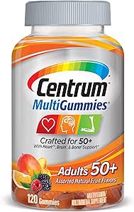 Centrum Multivitamin Gummy για Ενήλικες 50 Plus, Ποικιλία Γεύσης, Φρούτα, 120 Count