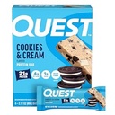 Quest Διατροφή Cookies & Cream Protein Bars, 21g πρωτεΐνη, 4g καθαρό υδατάνθρακες, 1g ζάχαρη, χωρίς γλουτένη, Keto φιλικό, 4 μέτρα
