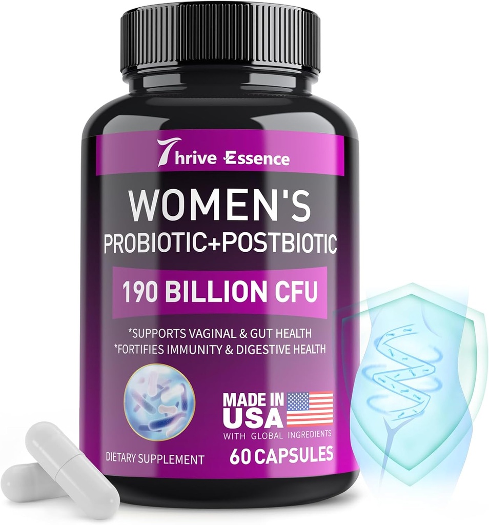 Probiotics for Women 190 Δισεκατομμύρια CFU - 10 Strains & Postbiotics for Wowen- Immune, Digestive, Gut, Κολπική & Ουρική Υγεία, PH Ισορροπία- Υποστηρίζει Περιστασιακή Δυσκοιλιότητα, Αέριο & Αίμα, 60 Κάψουλες